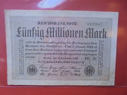 Reichsbanknote 50 MILLIONEN MARK 1923 VARIETE N°1 - 50 Miljoen Mark