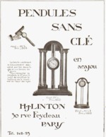 PUB PENDULES SANS CLé    " H. J  LINTON  "   1913  ( 1 ) - Orologi Da Muro