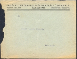 7255FM- CLUJ NAPOCA TRANSYLVANIA BANK HEADER COVER, ABOUT 1939, ROMANIA - Autres & Non Classés