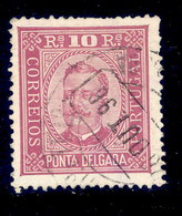 ! ! Ponta Delgada - 1892 D. Carlos 10 R (Perf 13 1/2) - Af. 02 - Used - Ponta Delgada