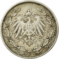 Monnaie, GERMANY - EMPIRE, 1/2 Mark, 1906, Hambourg, TTB, Argent, KM:17 - 1/2 Mark