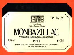 étiquette Vin De Monbazillac 1990 Cordier à Bordeaux - 75 Cl - Monbazillac