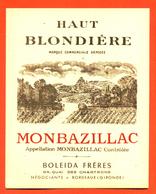 étiquette Ancienne Vin De Monbazillac Haut Blondière Boleida Frères à Bordeaux - 75 Cl - Monbazillac