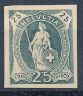 25 Rappen Stehende Helvetia - Pariser Druck - Kartonpapier - Neufs