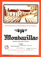 étiquette Autocollante Vin De Monbazillac Domaine De La Haute Brie 1980 Jean Borderie à Monbazillac - 75 Cl - Monbazillac