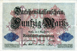 Billet Allemand De 50 Mark Du 5-8-1914 - 7 Chiffres Rouge R - N°3080218 En T B - - 50 Mark