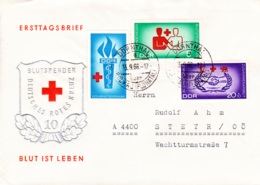 1966, DDR, "Förderung Des Blutspendewesens", Kompletter Satz, FDC, Echt Gelaufen - 1950-1970