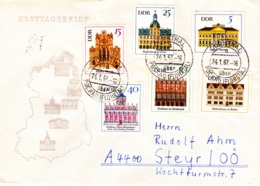 1967, DDR, "Bedeutende Bauten In Der DDR", Kompletter Satz, FDC, Ersttagsbrief, Echt Gelaufen - 1950-1970