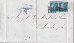GRANDE-BRETAGNE 1849 LETTRE DE ABERDEEN POUR EDINBURGH  2 PEENNY BLEU NON DENTELE (SANS TEXTE) - Lettres & Documents