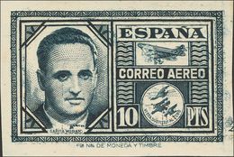 **992cca. 1945. 10 Pts Azul Oscuro. CAMBIO DE COLOR Y SIN DENTAR. MAGNIFICO Y RARO. Edifil 2018: ++465 Euros - Otros & Sin Clasificación