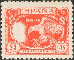 **997ef. 1945. 25 Cts Rojo. Variedad SIN CRUZ DE LORENA. MAGNIFICO. Edifil 2015: +135 Euros - Otros & Sin Clasificación