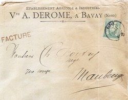 BAVAY A. DEROME ETABLISSEMENT AGRICOLE  LETTRE + FACTURE 1896 - Bavay