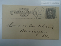 D163508  USA  Ca 1880  Postal Stationery  1 Ct. Cancel BOSTON Mass.,  Wilmington Delaware - ...-1900