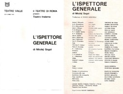 TEATRO VALLE ROMA RARO LIBRETTO TEATRALE L'ISPETTORE GENERALE - 1973 N. GOGOL - Teatro & Disfraces