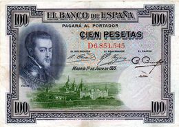 Billet De L’Espagne De 100 Pesetas Du 01-07-1925 En T B - - 100 Peseten