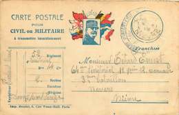040519B - MILITARIA GUERRE 1914 18 FM Illustration 6 Drapeaux 1915 Maréchal JOFFRE - DEVAY 58 - Storia Postale
