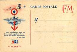 040519D - MILITARIA GUERRE 1939 45 FM Illustration Aviation Marine Bateau Ancre Cible Avion Alcool ST RAPHAEL DALADIER - Storia Postale