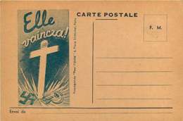 040519D - MILITARIA GUERRE 1939 45 FM Illustration Croix Gamée Faucille Marteau Elle Vaincra - Storia Postale