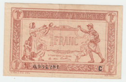 FRANCE 1 FRANC TRESORERIE AUX ARMEES 1917 VF+ Pick M2 - 1917-1919 Legerschatkist