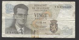België Belgique Belgium 15 06 1964 -  20 Francs Atomium Baudouin. 3 S 6722201 - 20 Francs