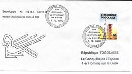 ENVELOPPE N° 137/500 RÉPUBLIQUE TOGOLAISE 1990 LA CONQUÊTE DE L'ESPACE 1er HOMME SUR LA LUNE - Afrique