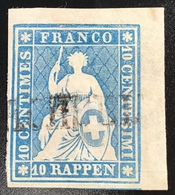 1854 Strubel ZNr 23 A LUXUS Attest Nussbaum + Bolaffi(Trachselwald Switzerland Schweiz Suisse Bogenecke Luxe SUPERB GEM - Used Stamps
