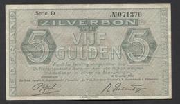 Netherlands 5 Gulden 1944. - Serrie D - NO 071370 - See The 2 Scans For Condition.(Originalscan ) - 5 Florín Holandés (gulden)