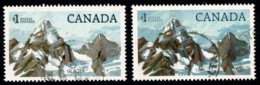 Ref 1290 - Canada 1984 Glacier $1 X 2 Used Stamp SG 884b - Colour Shade Varieny Variety - Used Stamps