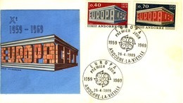 *1969 - ANDORRA FRANCESE - EUROPA - BUSTA FDC.+4 - Brieven En Documenten