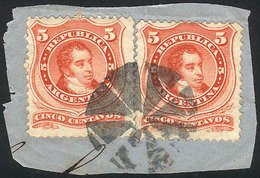 ARGENTINA: GJ.38, 2 Stamps On Fragment With Spectacular Mute "circle Of 8 Wedges Without Center" Cancel Of Buenos Aires, - Other & Unclassified