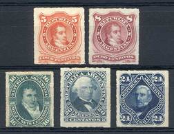 ARGENTINA: GJ.48/52, 1876/8 National Heroes, Complete Set Of 5 Rouletted Values, Mint With Original Gum, VF Quality (24c - Other & Unclassified