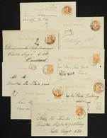 ARGENTINA: Lot Of 15 PS Lettersheets Used Circa 1895 In Buenos Aires, With Different Markings Of MAIL BOXES (for Example - Préphilatélie