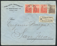 ARGENTINA: Registered Cover Sent From Buenos Aires To San Juan On 4/MAR/1915, Franked With 17c.: Plowman 2c. + 5c. X3, E - Prephilately