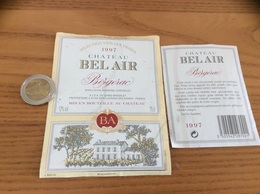 Etiquette De Vin 1997 + Contre-étiquette «BERGERAC - CHATEAU BEL AIR - SCEA GRAND MARSELET - ST-LAURENT-DE-VIGNES (24) » - Bergerac