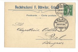 22003 -  Erlach Buchdruckerei F Dätwiler 1913 Pour Biel - Wiler Bei Utzenstorf