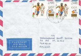 DR Congo Zaire 1990 Kinshasa Limete World Cup Football Soccer Spain 100Z On 25K Overprint Cover - Gebruikt