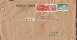 Taiwan BANK OF TAIWAN, Registered Label SP.O.17 TAIPEI 1965 Cover Brief KÖLN 10.00 $ Weltaustellung Fish Fische Karpfen - Lettres & Documents