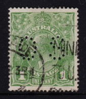 Australia 1924 King George V 1d Green Single Watermark Perf OS DRY INK Used - - Oblitérés