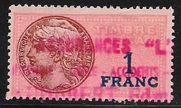 TIMBRE  FISCAL    N°118c   -  1 F BLEU  SUR ROUGE  -  MEDAILLON DAUSSY  -  -  OBLITERE - Stamps