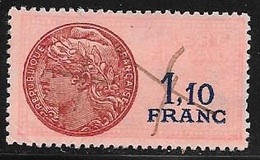 TIMBRE FISCAL N° 120  -  1 F 10 BLEU SUR ROUGE  -  MEDAILLON DAUSSY ETOILE  -  OBLITERE - Timbres