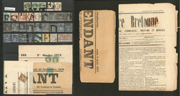 Oblitérations. Impression Typo. Collection 1863-1877, 32 Détachés, 3 Fragments Et 2 Journaux. - TB - 1876-1878 Sage (Type I)