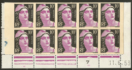 ** No 811, Bloc De Dix Bas De Feuille Daté 11.6.53, Avec Ajout Façon Coussinet D'impression. - TB - Artist Proofs