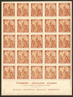 ** PORTE-TIMBRES. Jeanne D'Arc. No 631, Sépia, Bloc De 25ex Bdf Avec Mentions, Qqs Ex Légèrement Séparés Mais 1ère Pièce - Stamps On Stamps