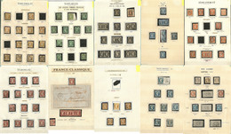 1849-1853 (Poste), Bonnes Et Moyennes Valeurs Entre Les N°1 Et 18 (sauf 7), Nuances Et Obl Diverses Dont Des Paires, Des - Verzamelingen