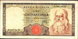 1793) Splendida Banconota-50.000 LIRE Leonardo 3-7-1967 SPL - 50.000 Lire