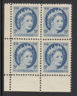 Canada 1962 MNH #341p 5c Elizabeth II Wilding Lower Left Plate Block - Plate Number & Inscriptions