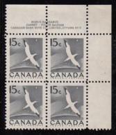 Canada 1954 MNH #343 15c Gannet Plate 2 Upper Right Plate Block - Plate Number & Inscriptions