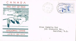 32749. Carta HALIFAX (New Scotia) Canada 1955. Whooping Crane. Grulla Blanca - Lettres & Documents