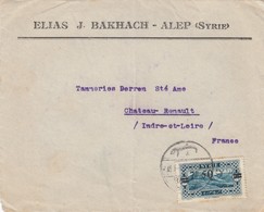 LETTRE. DEVANT . SYRIE. 7,50p.  ELIAS J BAKHACH ALEP SYRIE.  ALEP POUR CHATEAU-RENAULT  / 2 - Brieven En Documenten