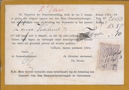 Zeldzame Postwaardestuk Piekte. Ontvangst Van S-Gravenhage Waterbedrijf Uit 1894. Receipt Postal Stationery Of Water.2sc - Water